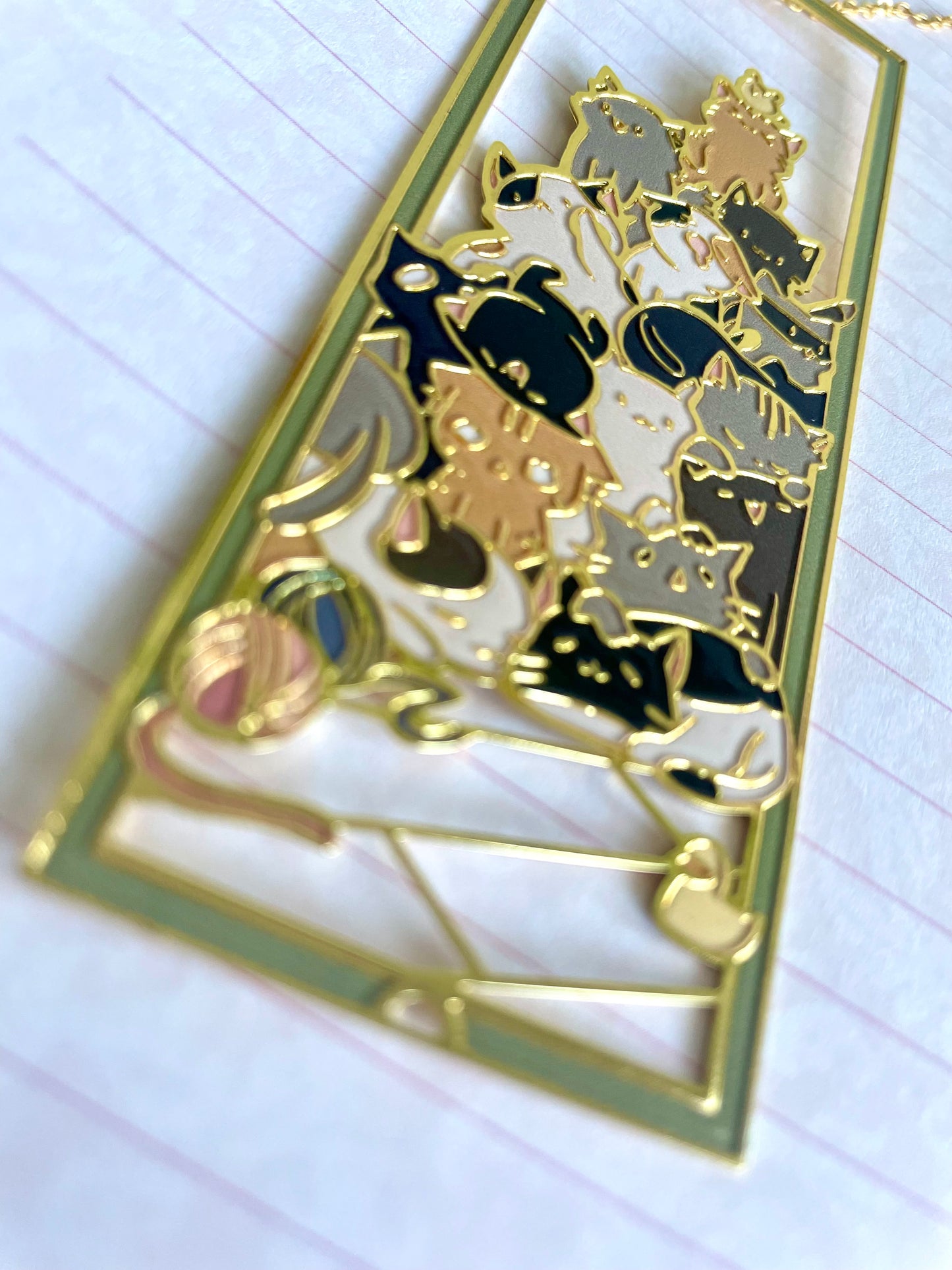 Pile of Cats | Original Design | Enamel Bookmark / Charm | 11x4cm