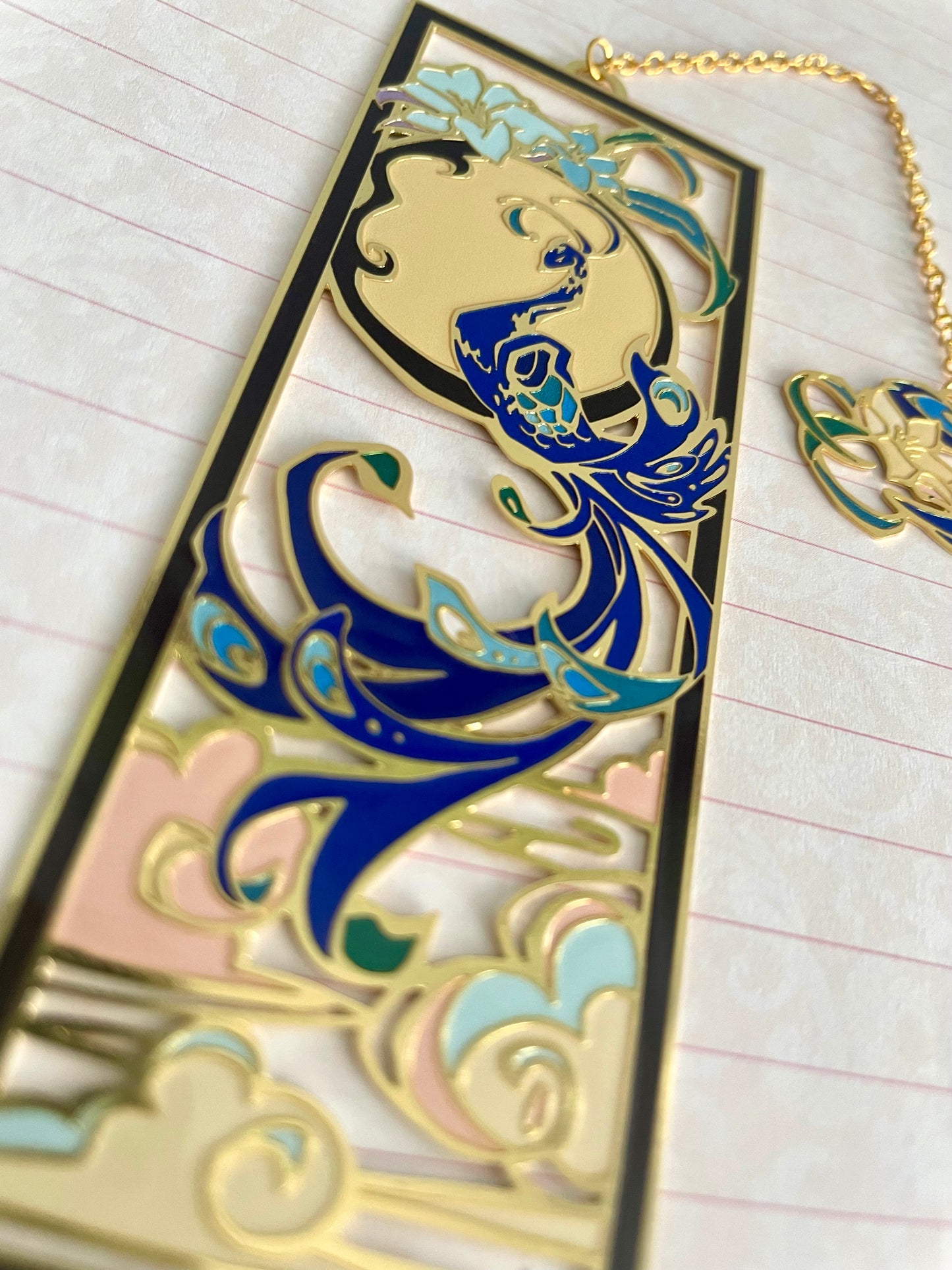 Peacock | original design | Enamel Bookmark / Charm | 11x4cm