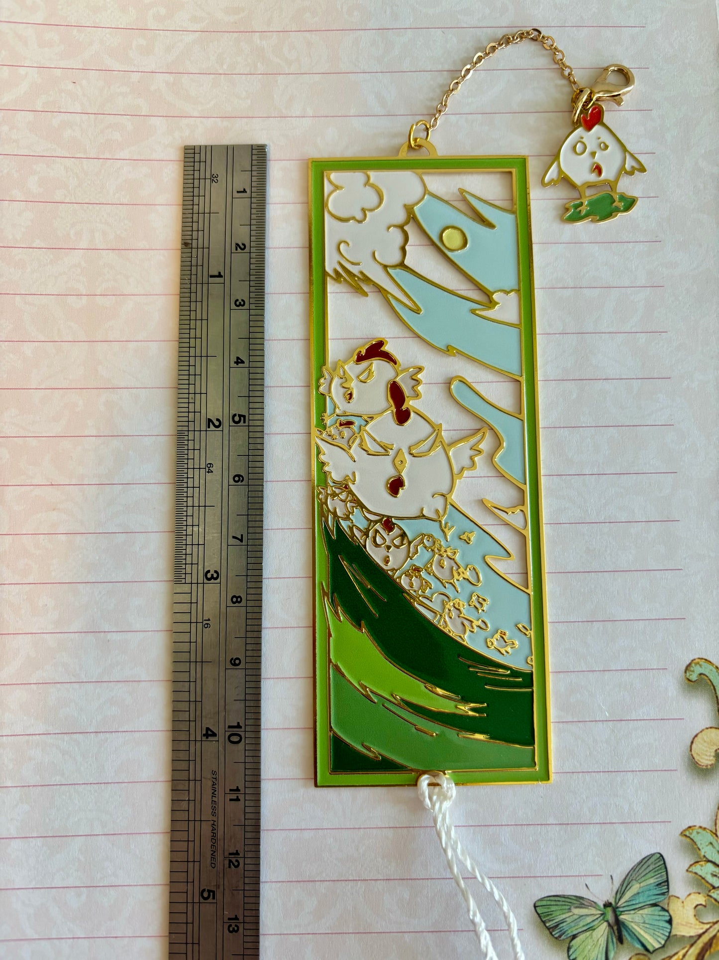 Chickens | original design | Enamel Bookmark / Charm | 11x4cm