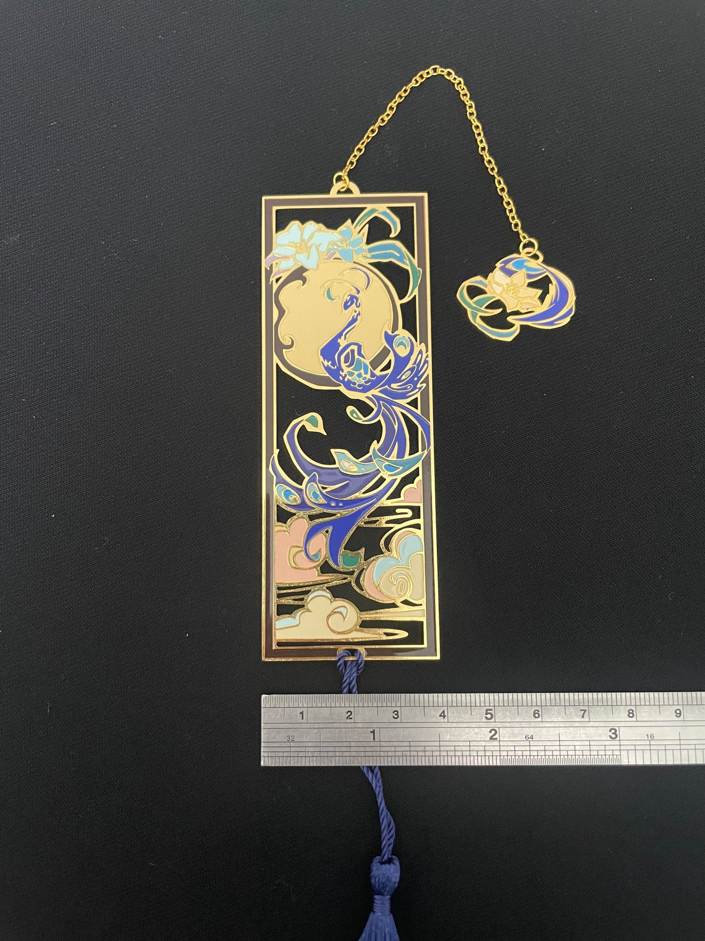 Peacock | original design | Enamel Bookmark / Charm | 11x4cm