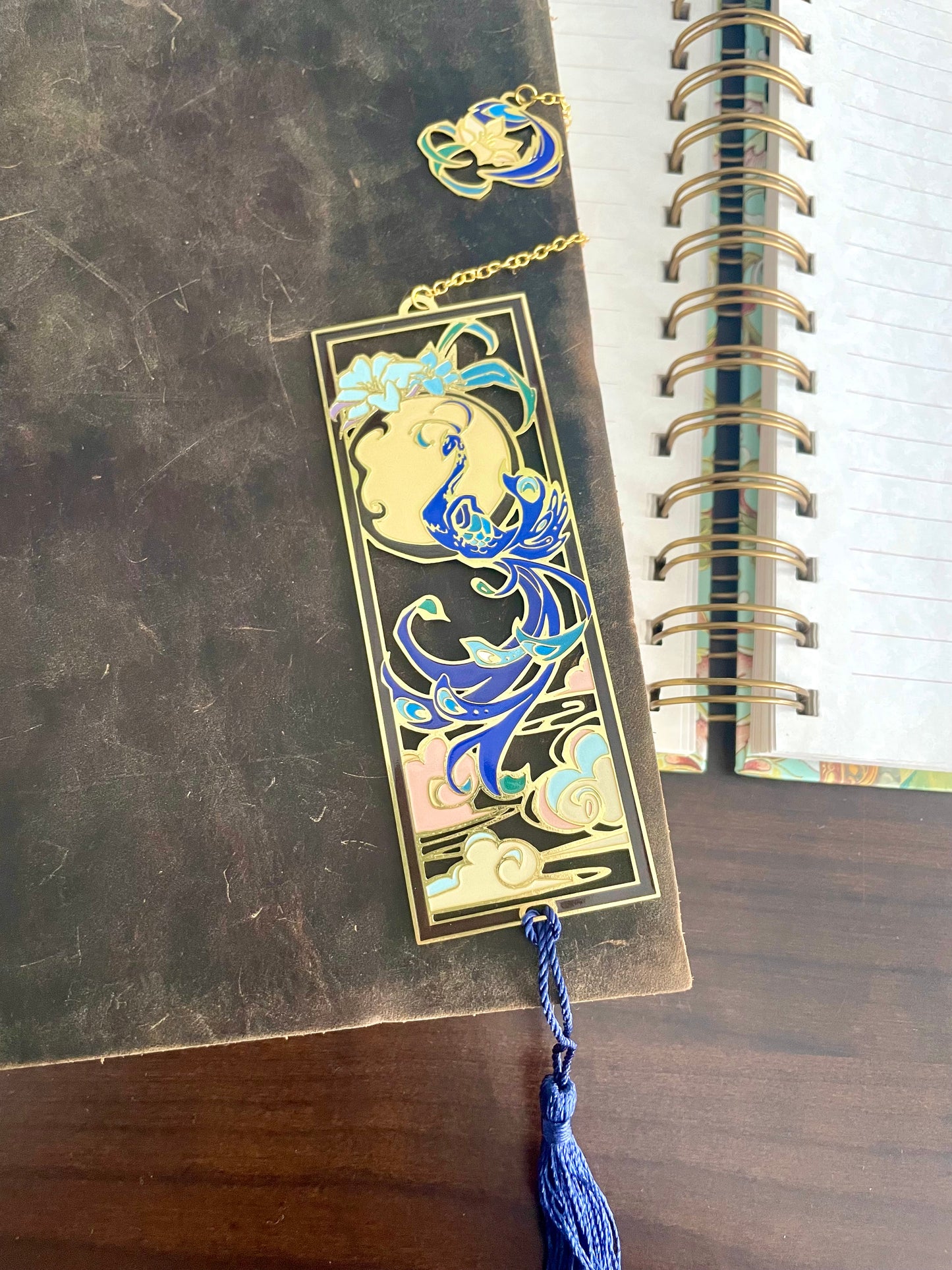Peacock | original design | Enamel Bookmark / Charm | 11x4cm