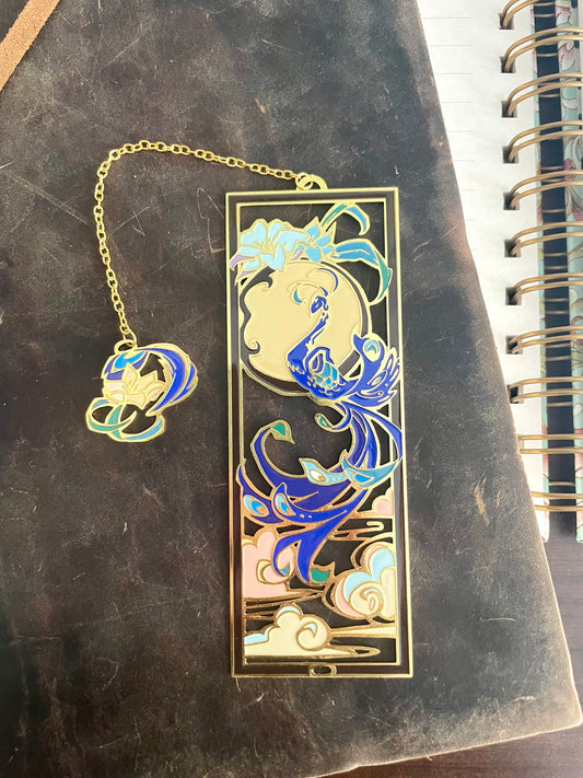 Peacock | original design | Enamel Bookmark / Charm | 11x4cm