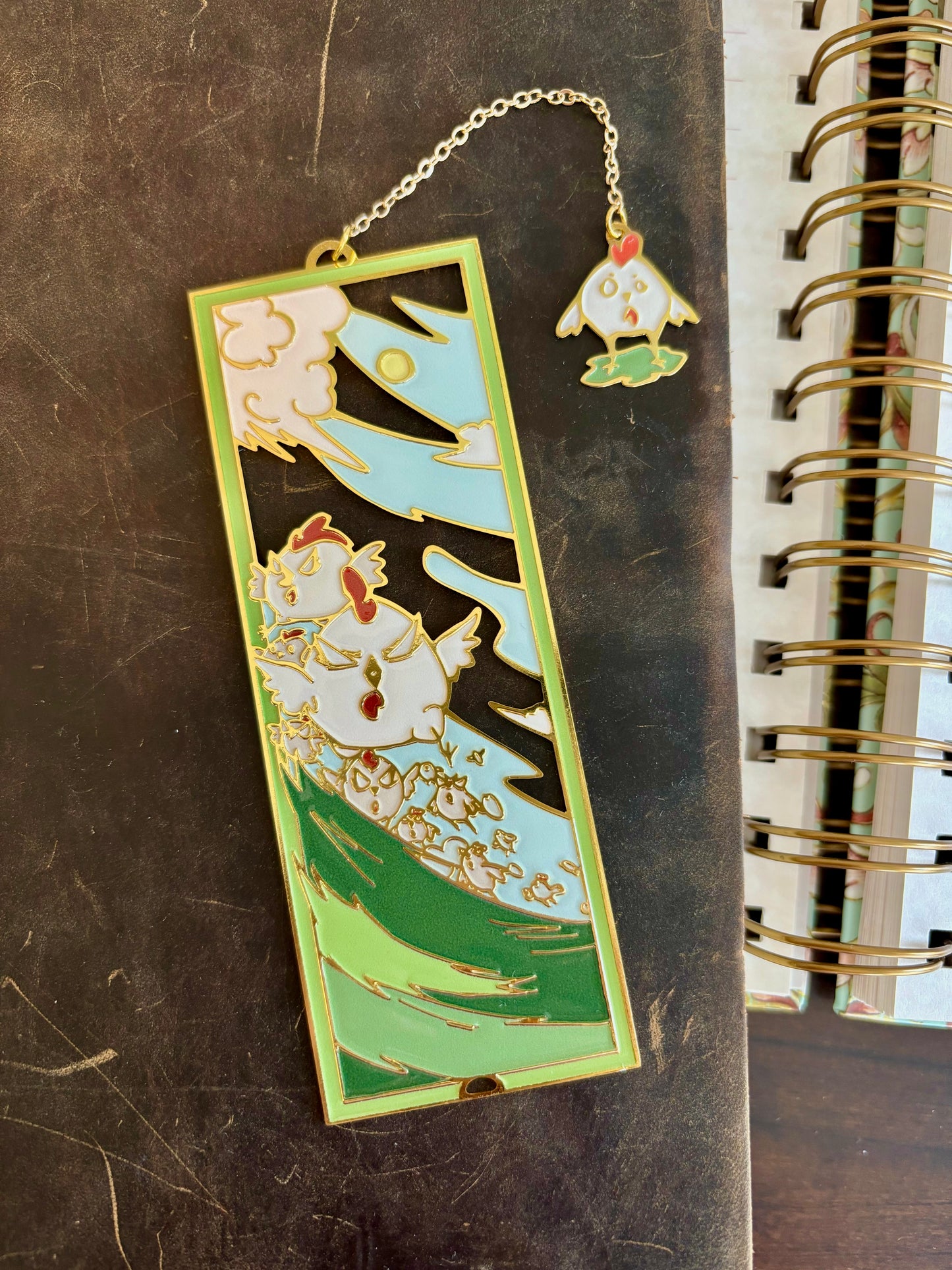 Chickens | original design | Enamel Bookmark / Charm | 11x4cm