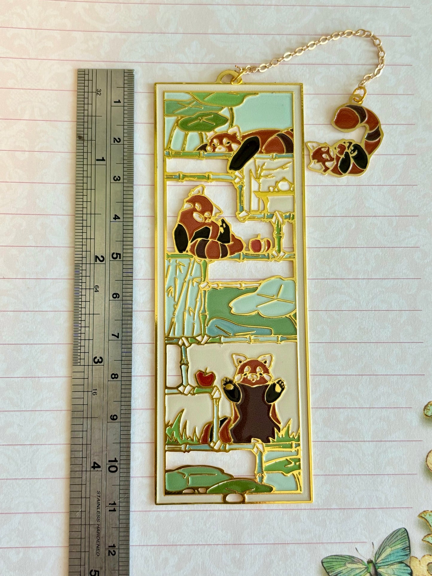 Red Panda | original design | Enamel Bookmark / Charm | 11x4cm