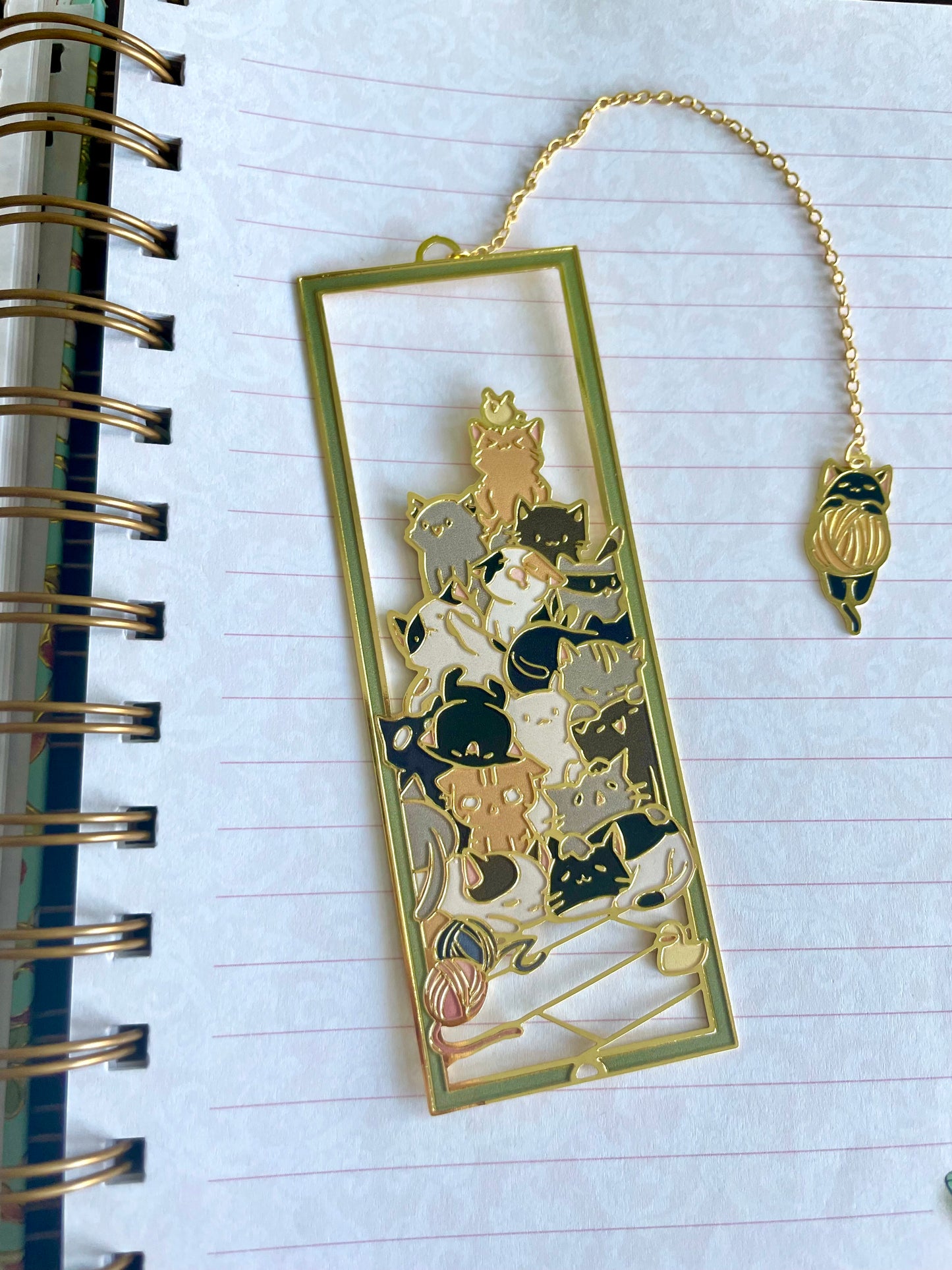 Pile of Cats | Original Design | Enamel Bookmark / Charm | 11x4cm