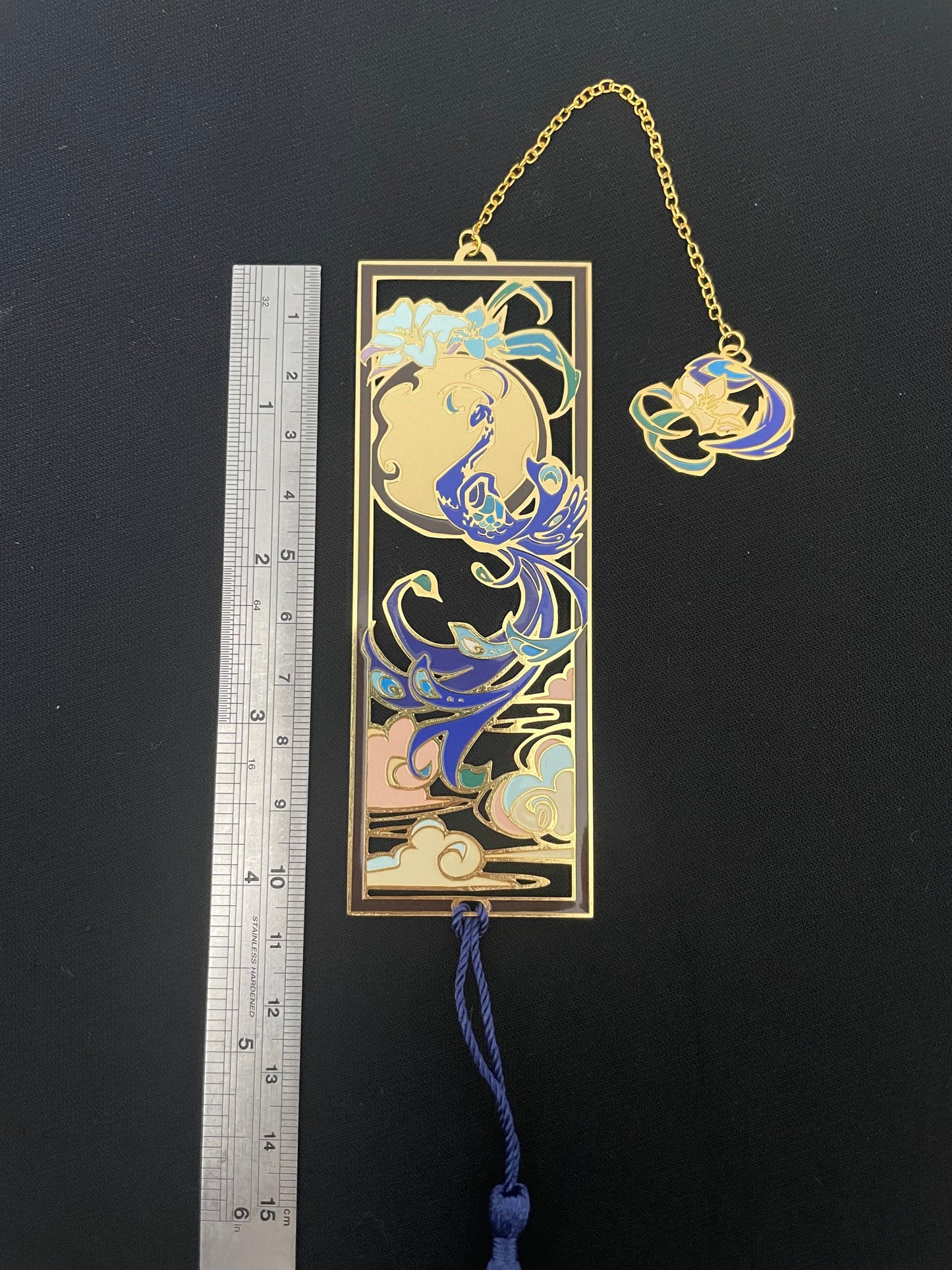 Peacock | original design | Enamel Bookmark / Charm | 11x4cm