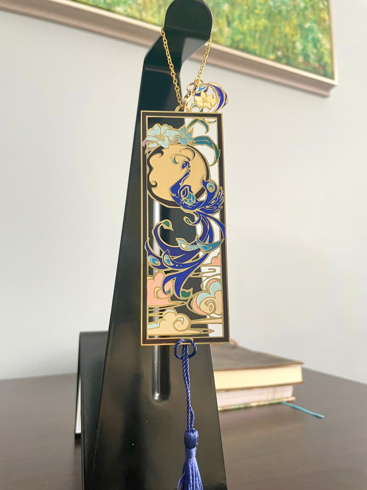 Peacock | original design | Enamel Bookmark / Charm | 11x4cm