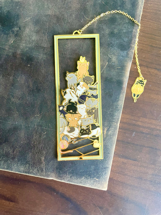 Pile of Cats | Original Design | Enamel Bookmark / Charm | 11x4cm