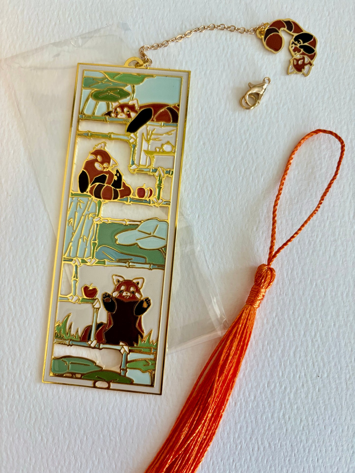 Red Panda | original design | Enamel Bookmark / Charm | 11x4cm