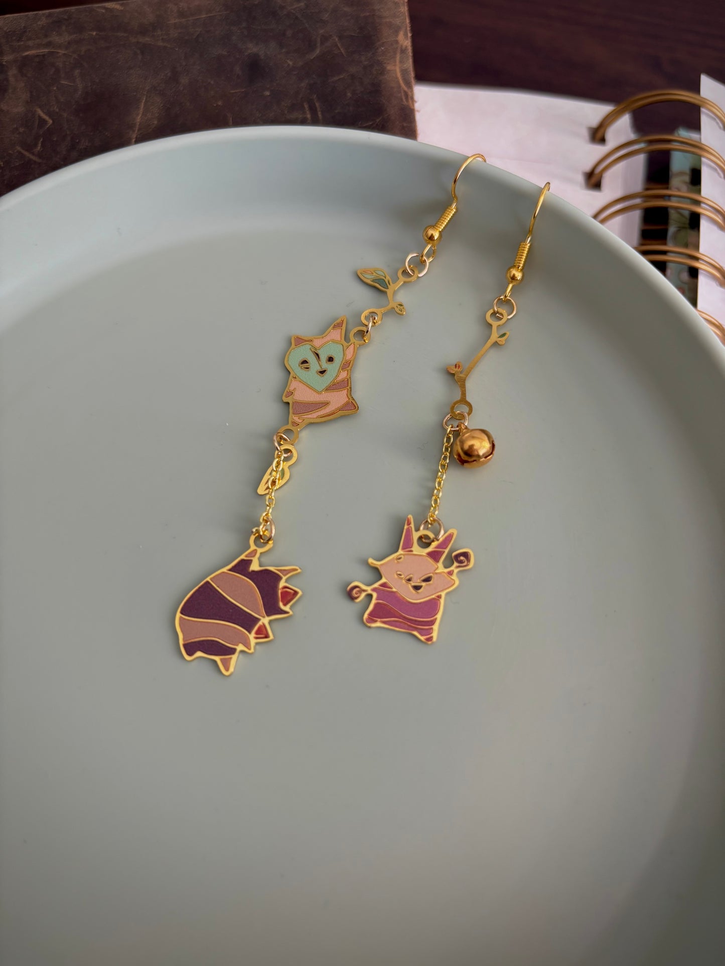 botw/totk inspired | Forest Spirits | thin/light double sided enamel earrings