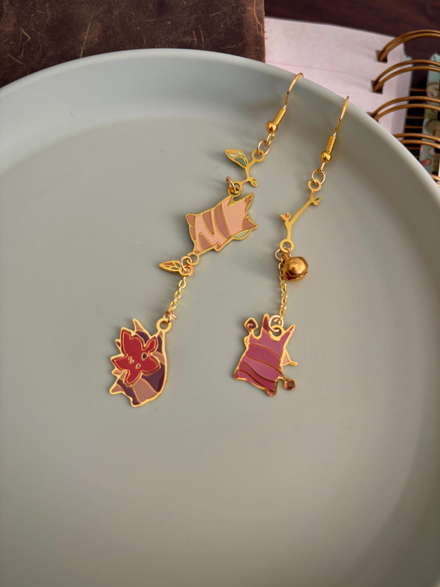 botw/totk inspired | Forest Spirits | thin/light double sided enamel earrings