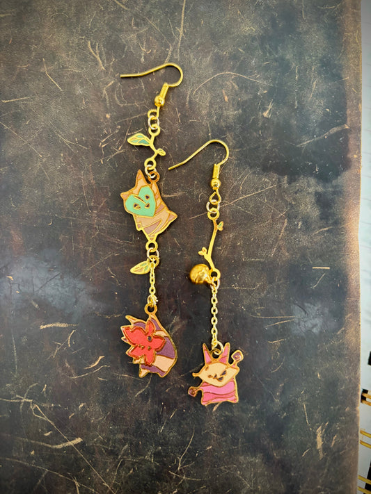 botw/totk inspired | Forest Spirits | thin/light double sided enamel earrings