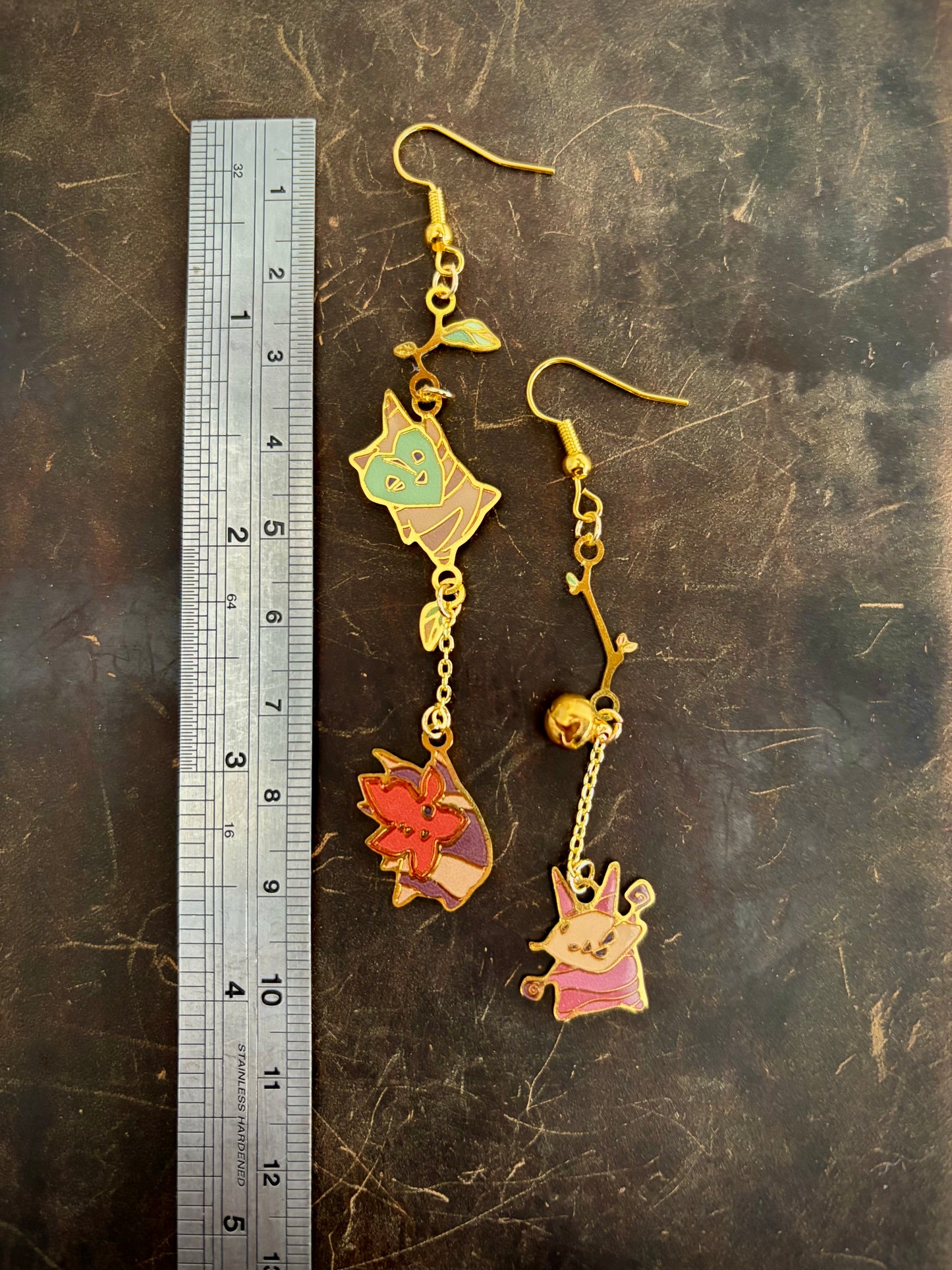 botw/totk inspired | Forest Spirits | thin/light double sided enamel earrings