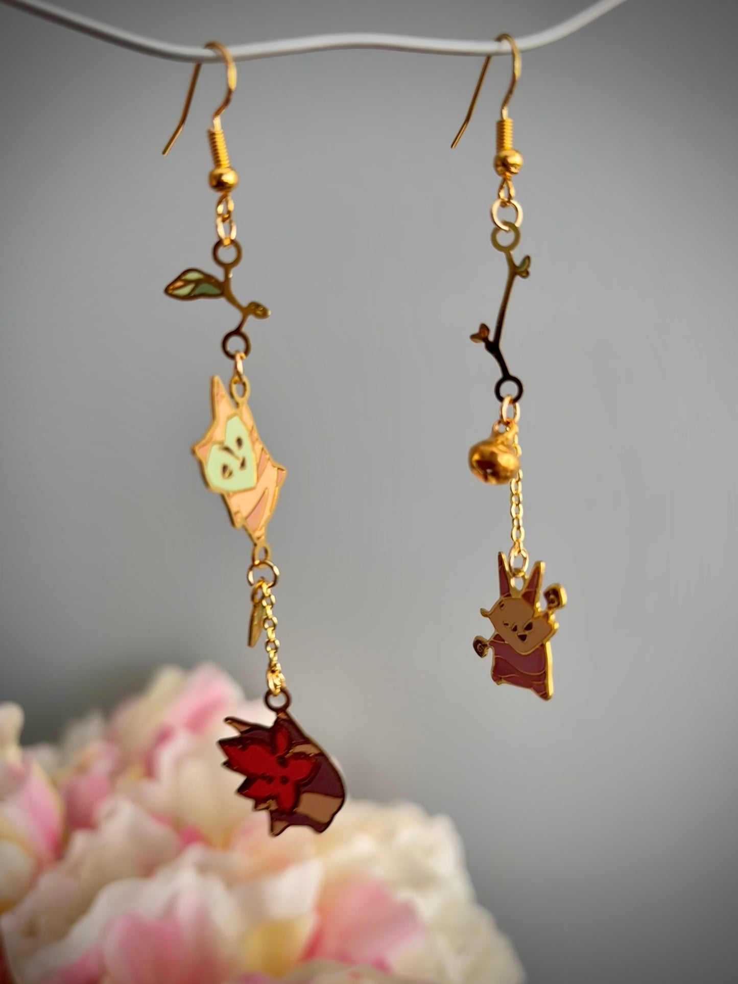 botw/totk inspired | Forest Spirits | thin/light double sided enamel earrings