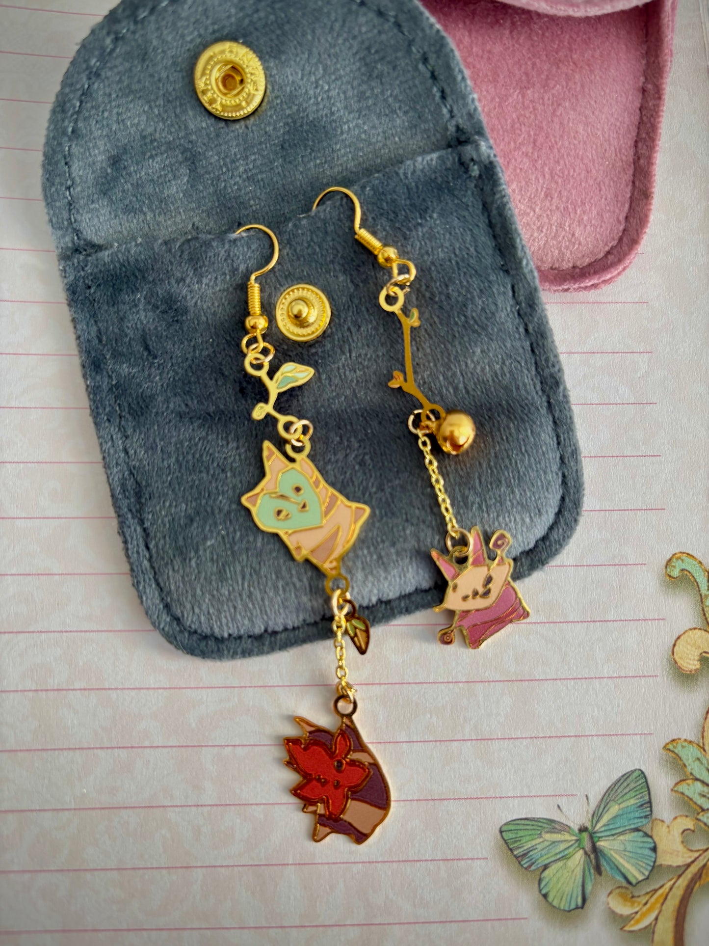 botw/totk inspired | Forest Spirits | thin/light double sided enamel earrings
